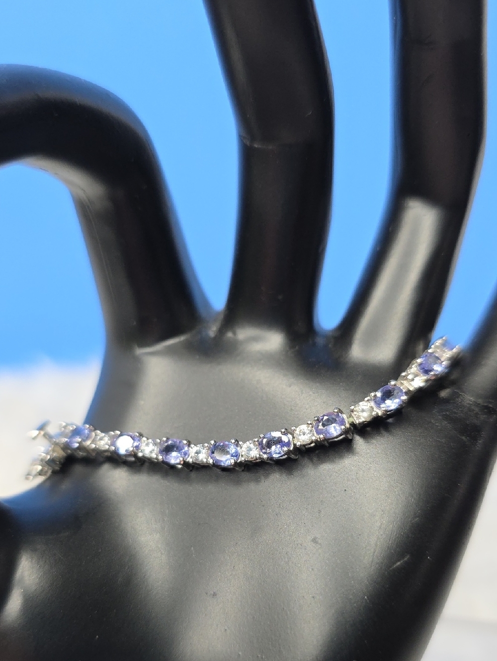 Tanzanite Sterling Silver Tennis Bracelet